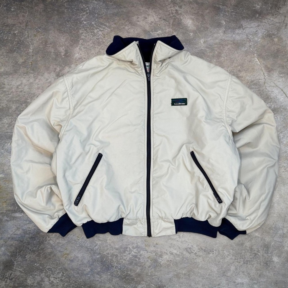 Vintage L.L Bean Fleece Lined Three Season Khaki Bomber Jacket Men's XL 80s 90s